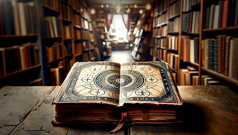 old mystical book with symbols and numbers