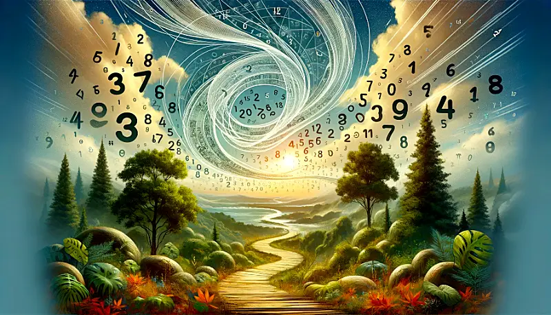path intertwined with numbers and natural elements representing path of self-discovery